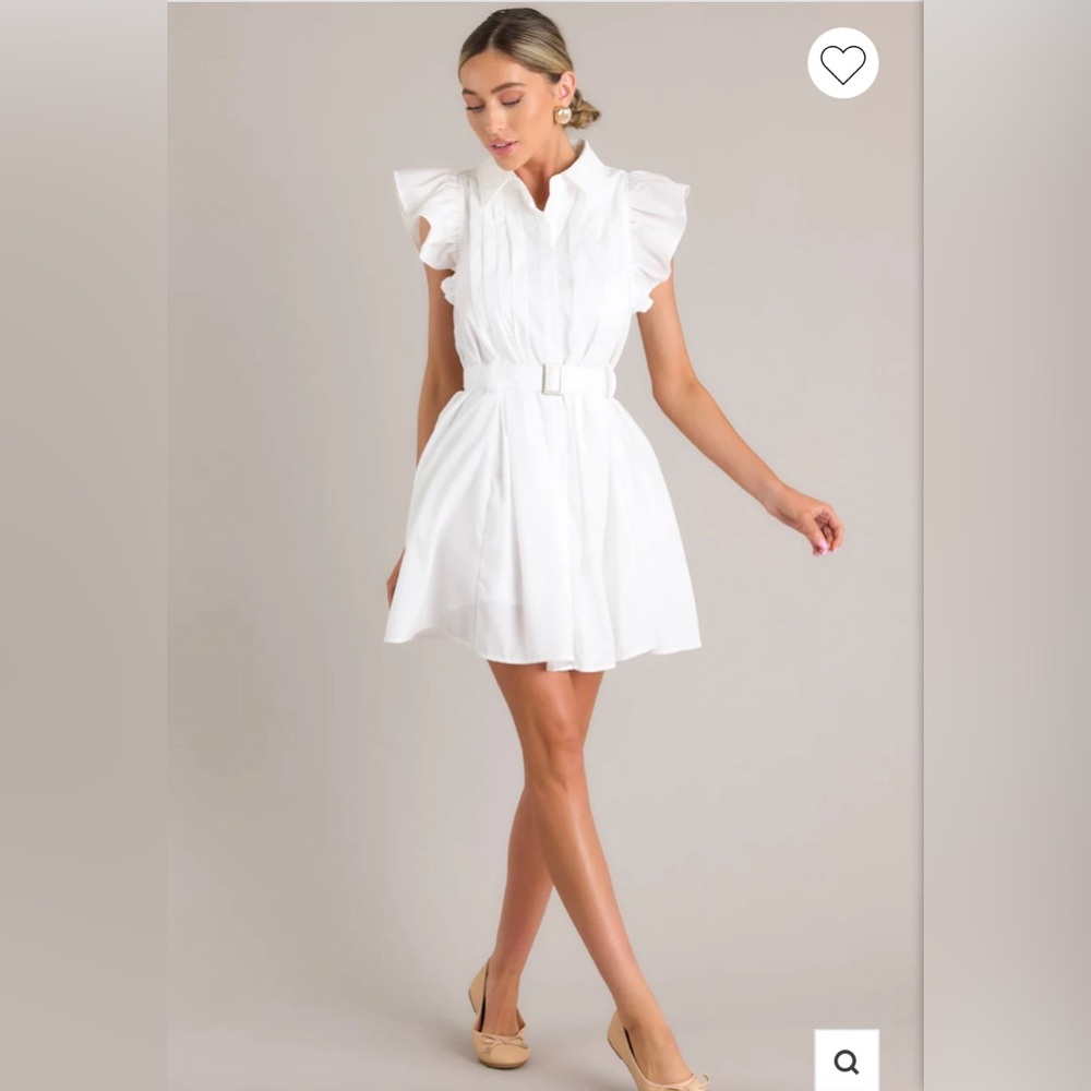 Glimpse Of Me White Belted Button Front Mini Dress size large